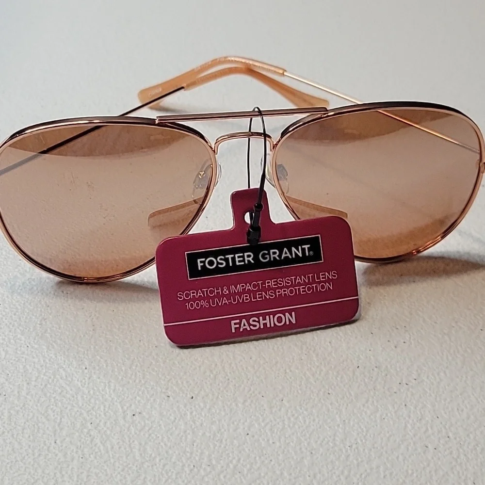 Foster Grant Gold Aviator Sunglasses Rose Gold
